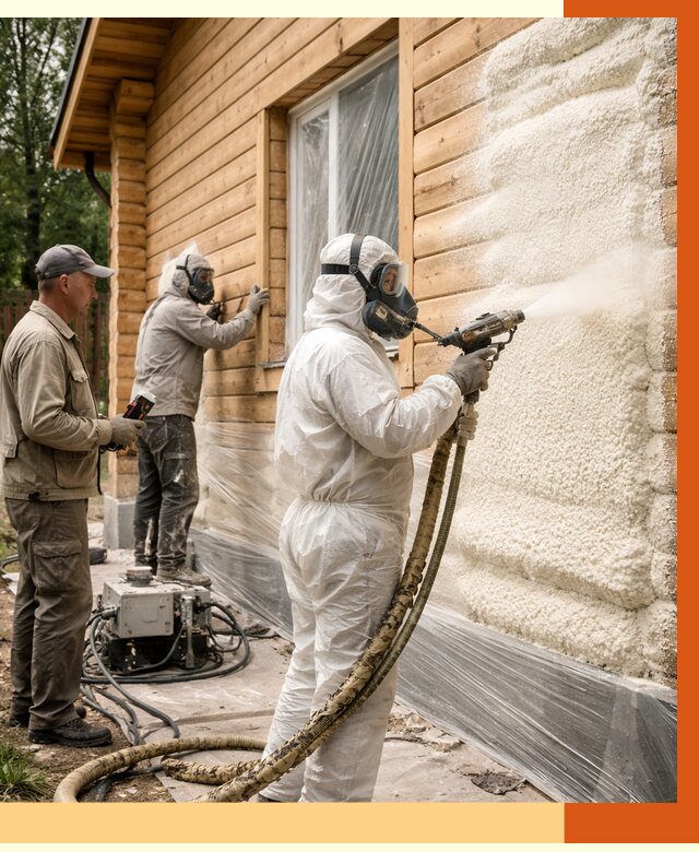 Утепление дома из бруса ППУ в Кинешме от 3891 руб/м2 под ключ | ТепломастерКнш