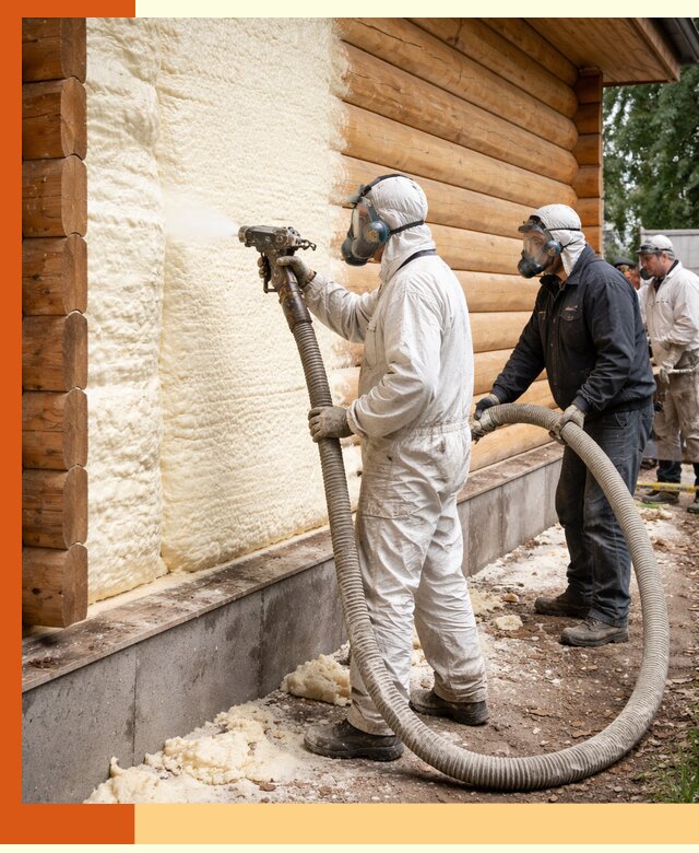 Утепление дома из бруса пенополиуретаном в Кинешме