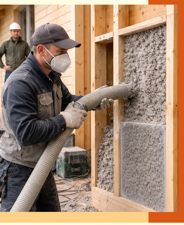 Утепление дома из бруса эковатой в Кинешме от 1870 руб/м2 | ТепломастерКнш