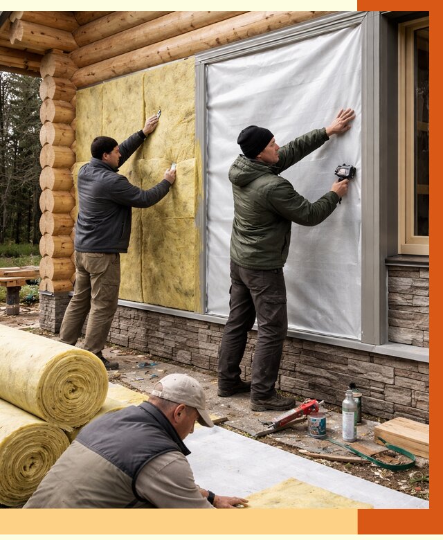 Утепление бревенчатого дома в Кинешме от 7732 руб/м2 — заказать под ключ | ТепломастерКнш