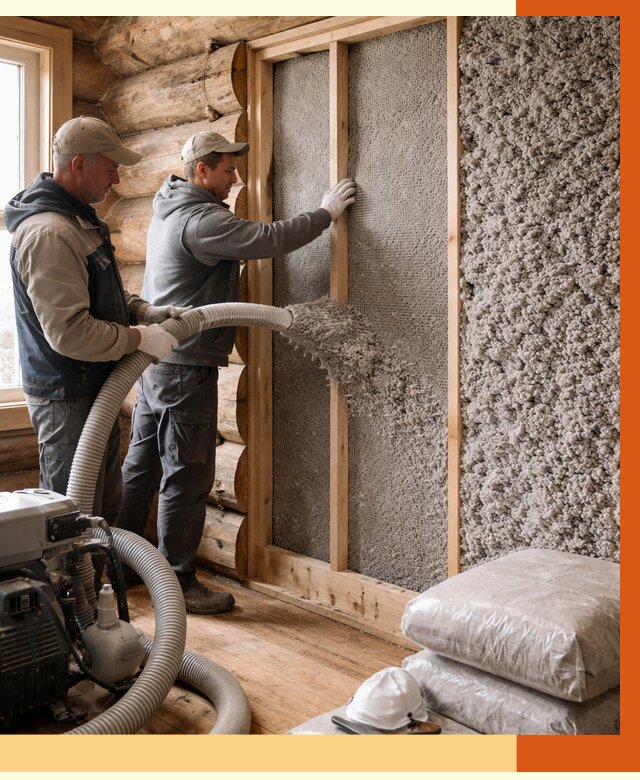 Утепление бревенчатого дома эковатой в Кинешме от 2779 руб. | ТепломастерКнш