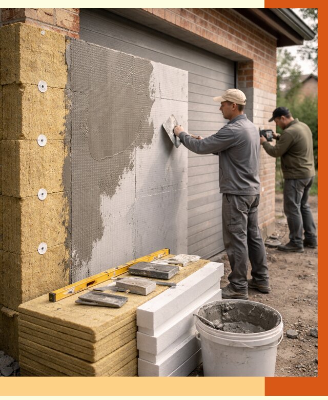 Утепление гаража снаружи в Кинешме от 4245 руб. за м2 — наружное утепление под ключ | ТепломастерКнш