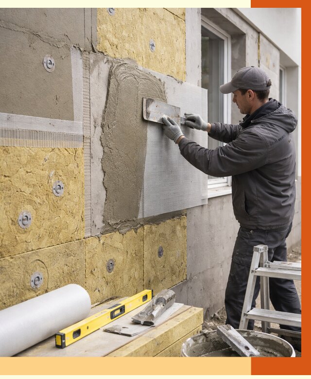 Утепление фасада под штукатурку в Кинешме от 4245 руб/м2 — монтаж пенопластом и минватой | ТепломастерКнш