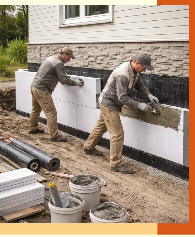 Утепление фундамента снаружи в Кинешме от 4245 руб. за м² | ТепломастерКнш