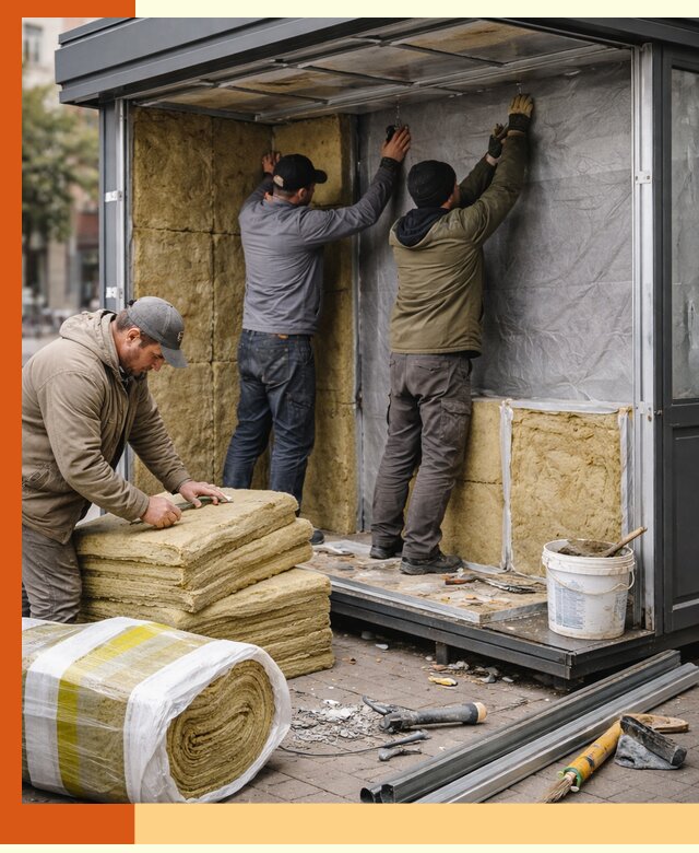 Утепление павильона шаурмы под ключ в Кинешме