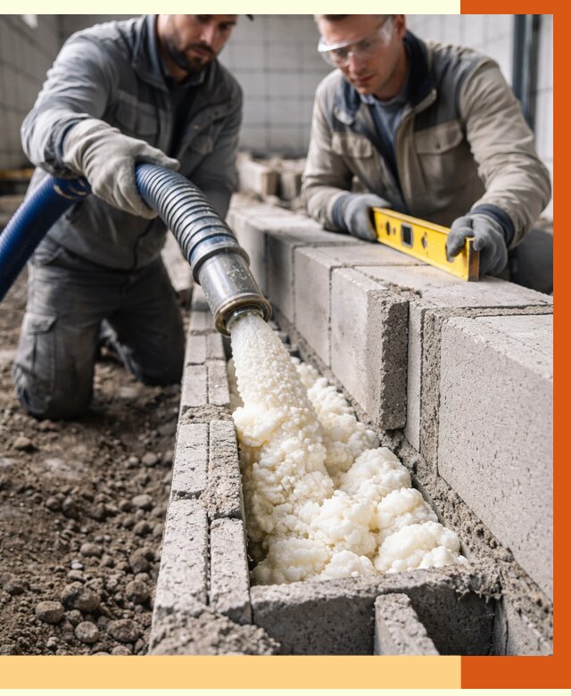 Заполнение колодцевой кладки ППУ в Кинешме от 4245 руб. за м2 | ТепломастерКнш