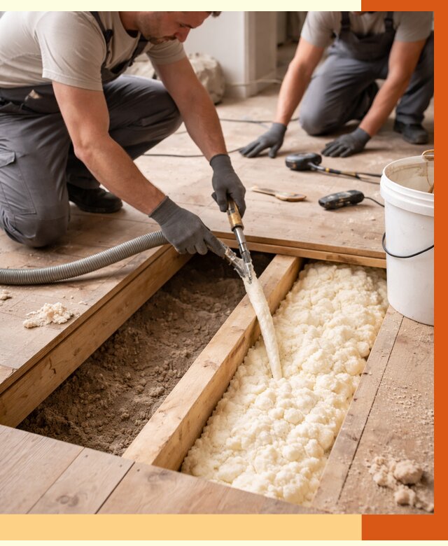 Заполнение пустот пола в Кинешме от 2729 руб. — утепление пустот пола под ключ | ТепломастерКнш