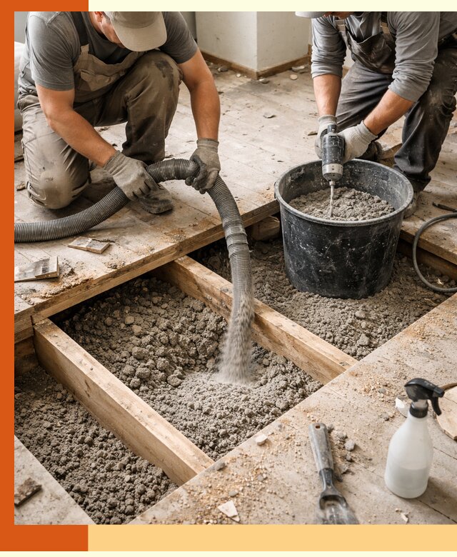 Заполнение пустот пола в Кинешме полиуретаном и пенополистиролом