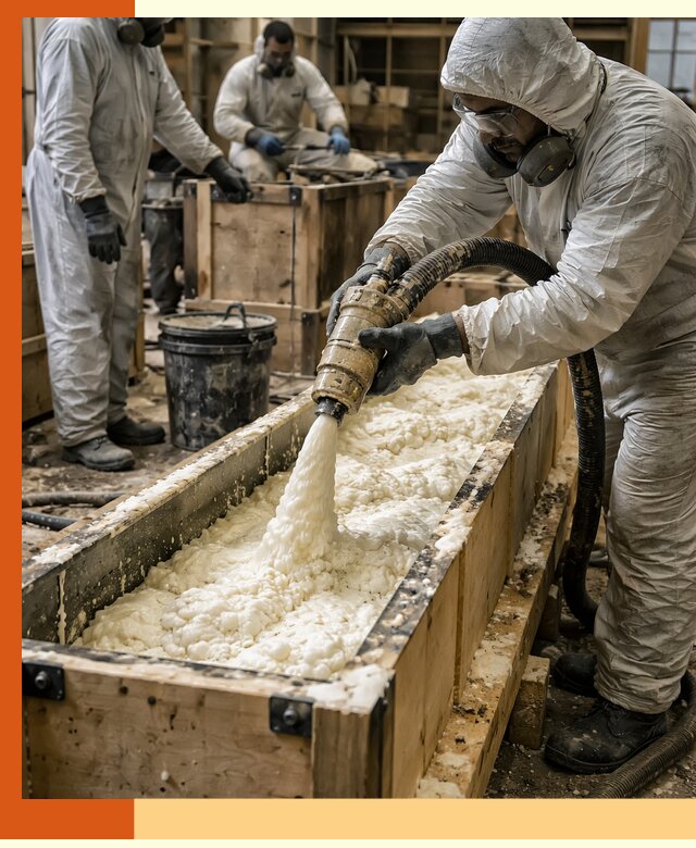 Заливка пенополиуретана в формы для утепления в Кинешме