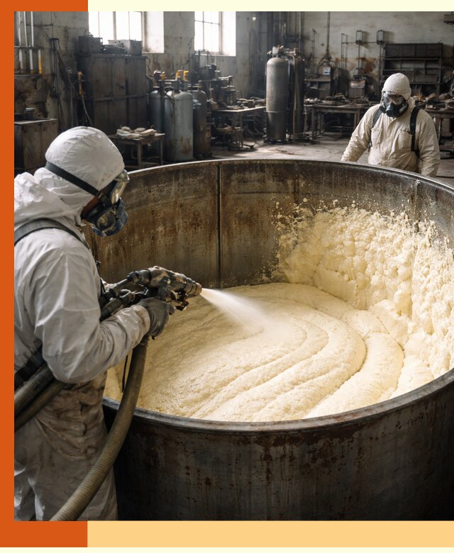 Заливка ппу в емкости с полной изоляцией и герметизацией в Кинешме