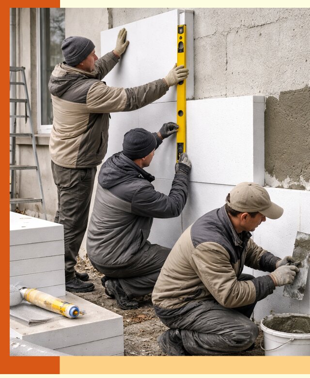 Утепление пенопластом наружных стен и фасадов в Кинешме