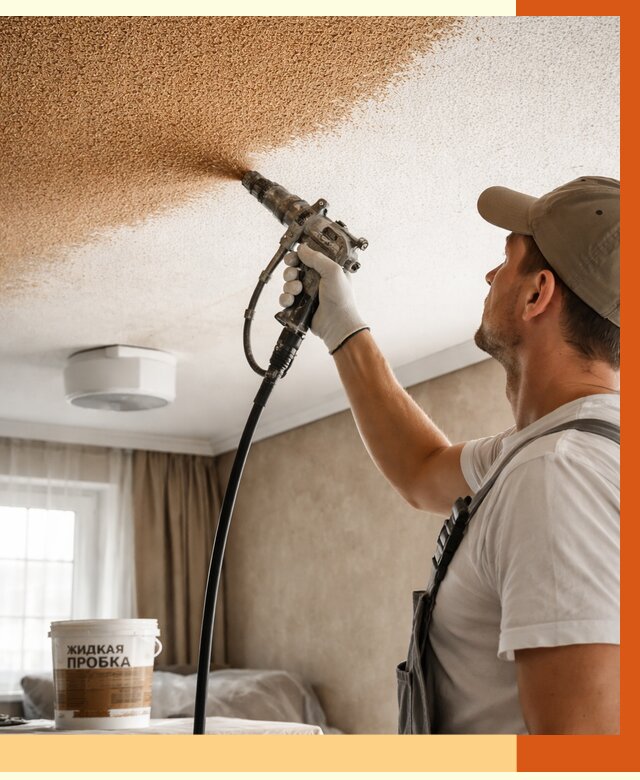 Утепление потолка жидкой пробкой в Кинешме от 3537 руб. | ТепломастерКнш