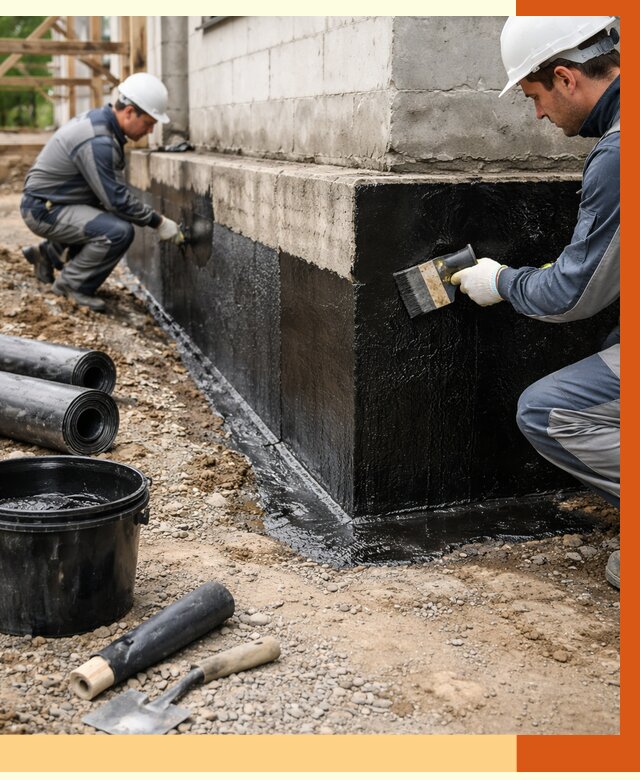 Гидроизоляция фундамента в Кинешме от 1263 руб. — профессионально, под ключ | ТепломастерКнш