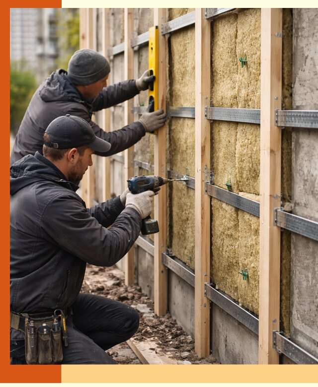 Монтаж обрешетки под утепление зданий и квартир в Кинешме